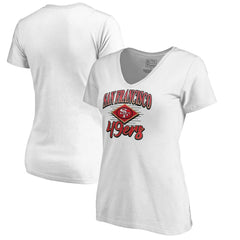 San Francisco 49ers Women's Artifact V-Neck T-Shirt - White sale