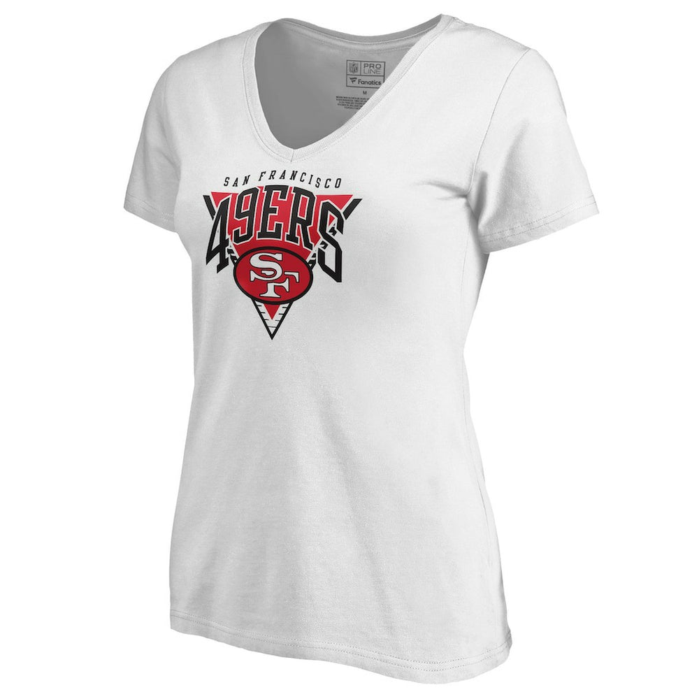San Francisco 49ers Women's Frontline V-Neck T-Shirt - White discount