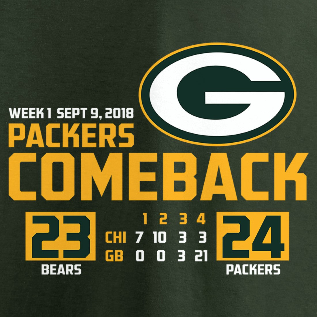 Green Bay Packers The Comeback T-Shirt - Green for sale