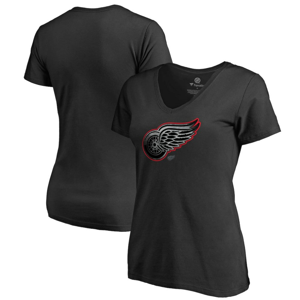 Detroit Red Wings Women's Core Smoke V-Neck T-Shirt Black