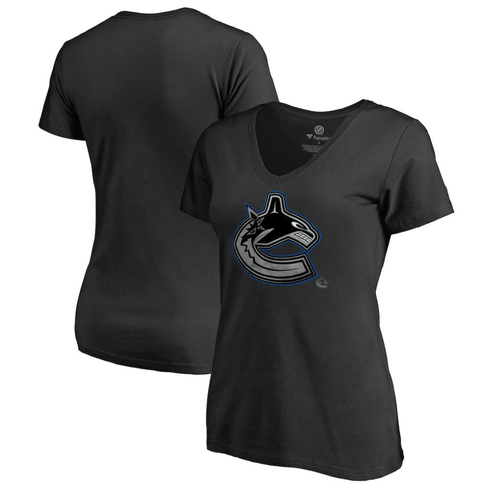 Vancouver Canucks Women's Core Smoke V-Neck T-Shirt Black