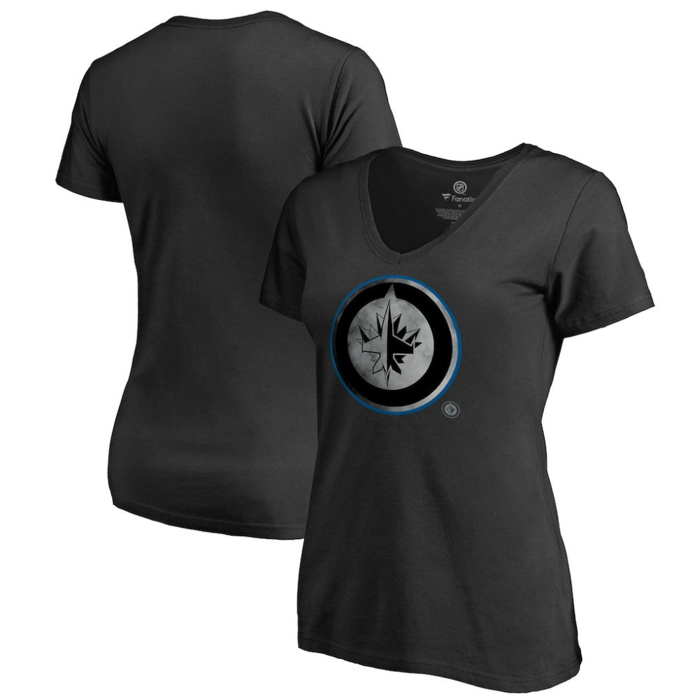 Winnipeg Jets Women's Core Smoke V-Neck T-Shirt Black
