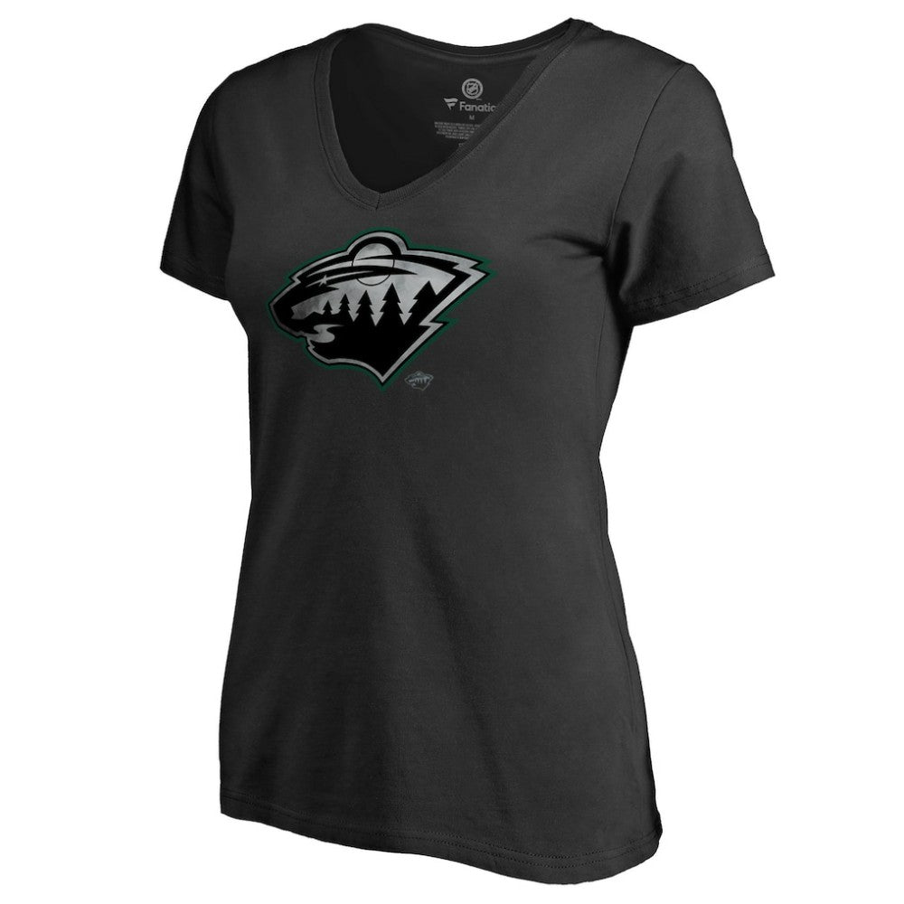 Minnesota Wild Women's Core Smoke V-Neck T-Shirt Black