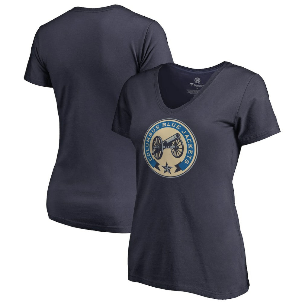 Columbus Blue Jackets Women's Team Alternate V-Neck T-Shirt Navy