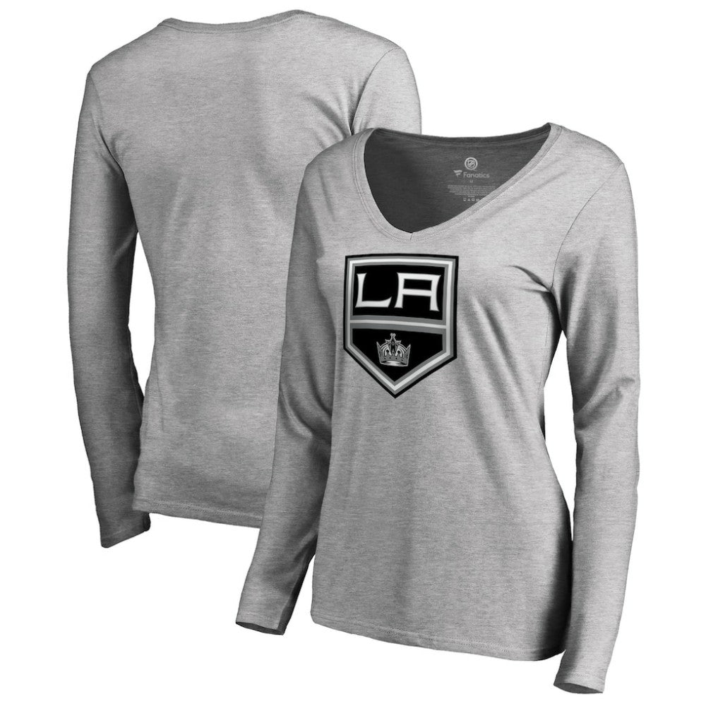Los Angeles Kings Women's Team Alternate Long Sleeve V-Neck T-Shirt Heather Gray