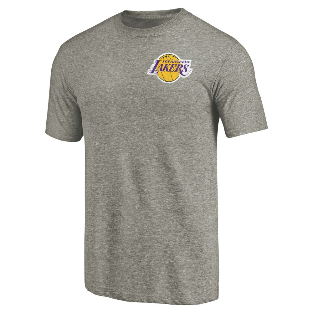 Los Angeles Lakers Primary Logo Left Chest Distressed Tri-Blend T-Shirt - Gray for sale
