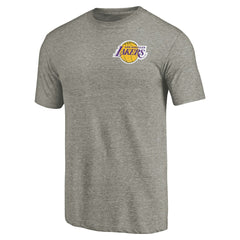 Los Angeles Lakers Primary Logo Left Chest Distressed Tri-Blend T-Shirt - Gray for sale
