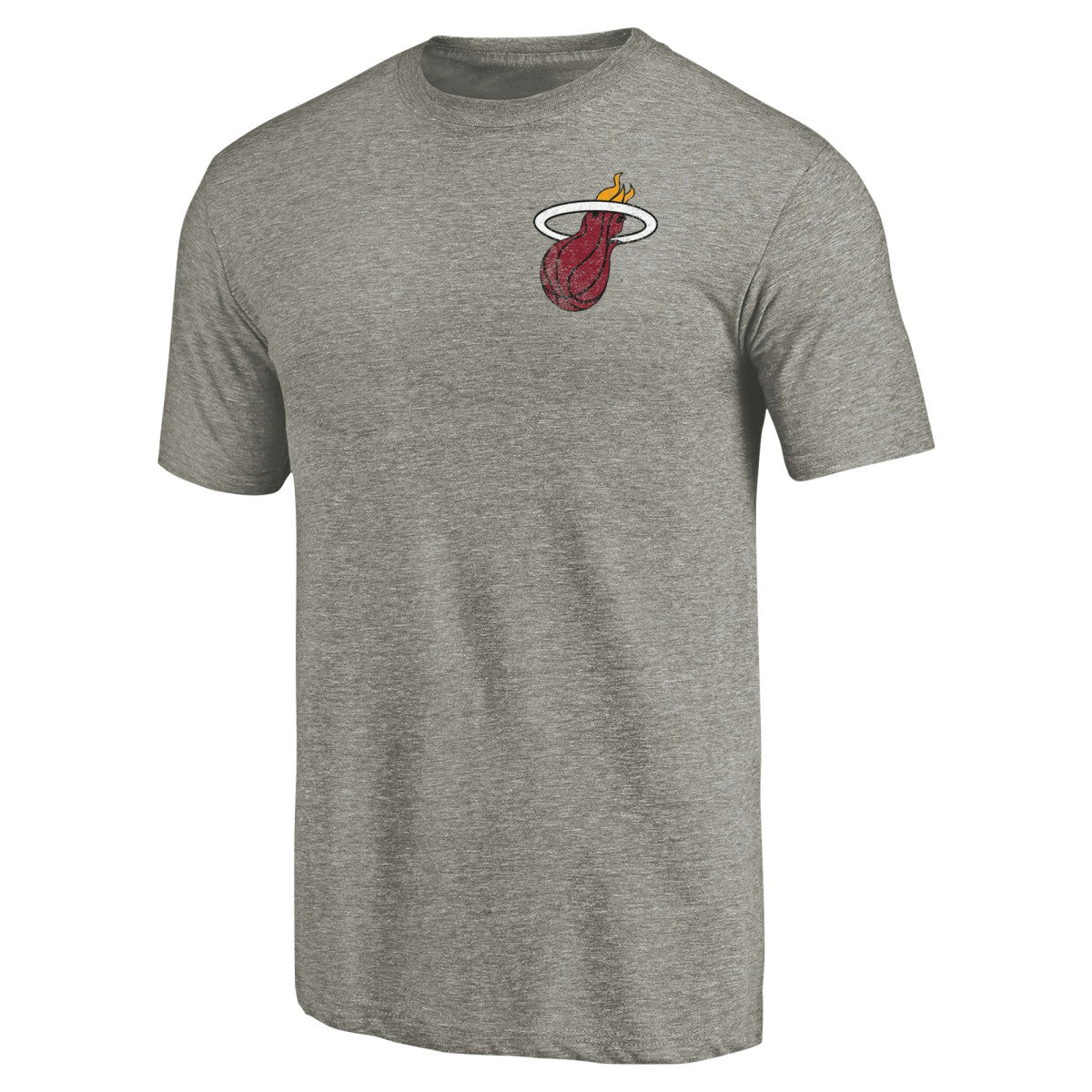 Miami Heat Primary Logo Left Chest Distressed Tri-Blend T-Shirt - Gray shop
