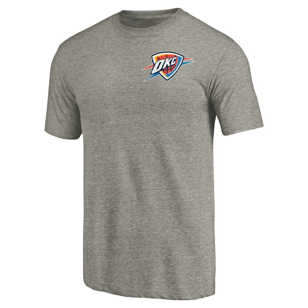 Oklahoma City Thunder Primary Logo Left Chest Distressed Tri-Blend T-Shirt - Gray outlet