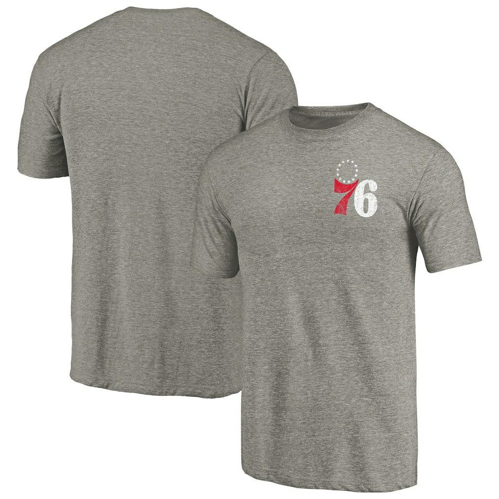 Philadelphia 76ers Primary Logo Left Chest Distressed Tri-Blend T-Shirt - Gray cheap