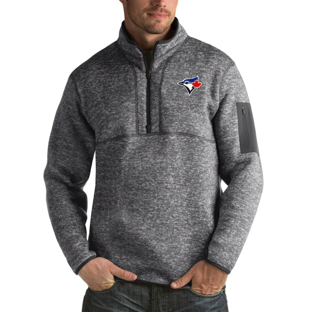 Toronto Blue Jays Antigua Fortune Big & Tall Quarter-Zip Pullover Jacket - Heather Charcoal