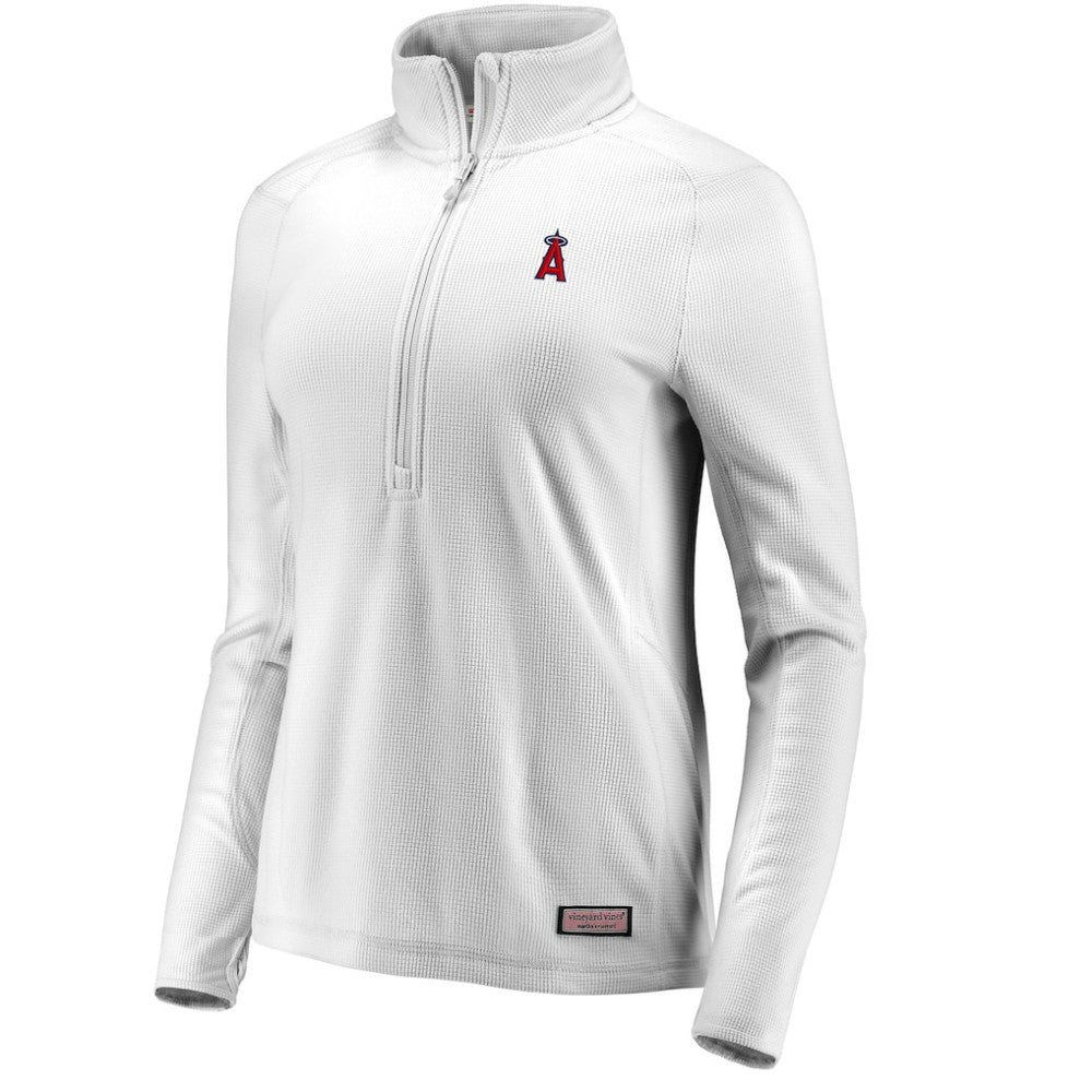 Los Angeles Angels Vineyard Vines Women's Performance Grid Half-Zip Pullover Top - Gray