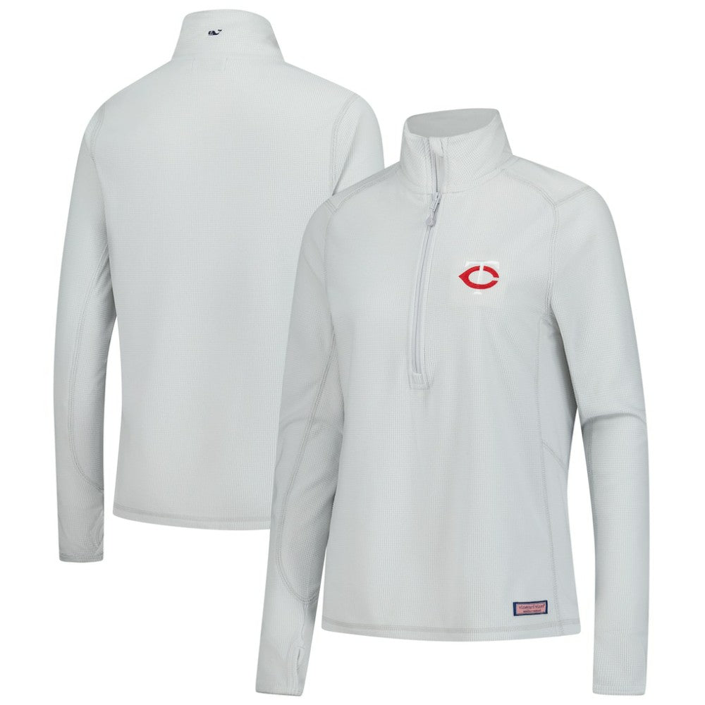 Minnesota Twins Vineyard Vines Women's Performance Grid Half-Zip Pullover Top - Gray