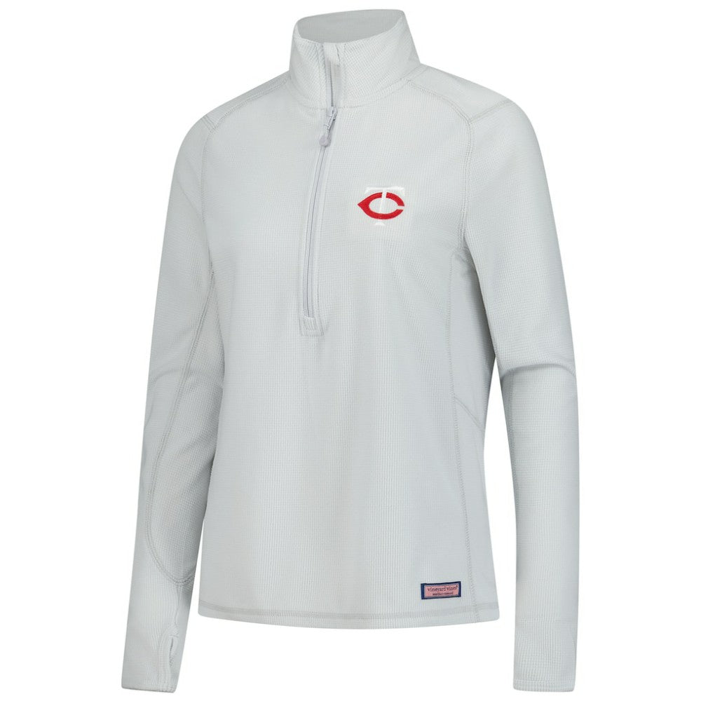 Minnesota Twins Vineyard Vines Women's Performance Grid Half-Zip Pullover Top - Gray