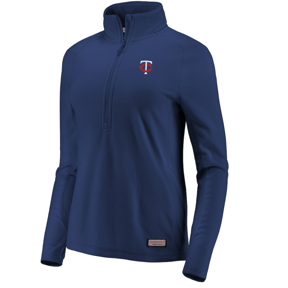 Minnesota Twins Vineyard Vines Women's Performance Grid Half-Zip Pullover Top - Gray