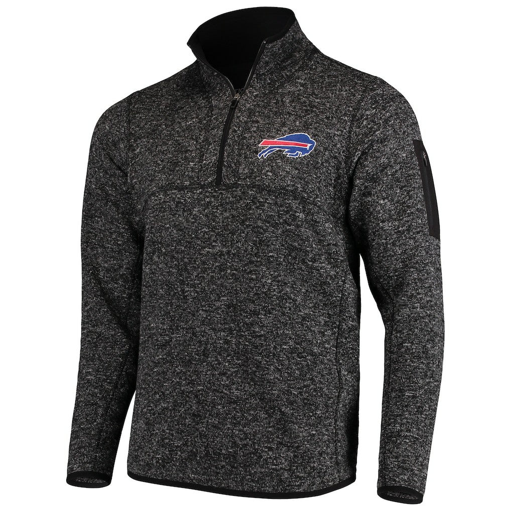 Buffalo Bills Antigua Fortune Quarter-Zip Pullover Jacket - Heathered Black discount