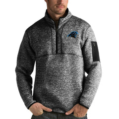 Carolina Panthers Antigua Fortune Quarter-Zip Pullover Jacket - Heather Black discount