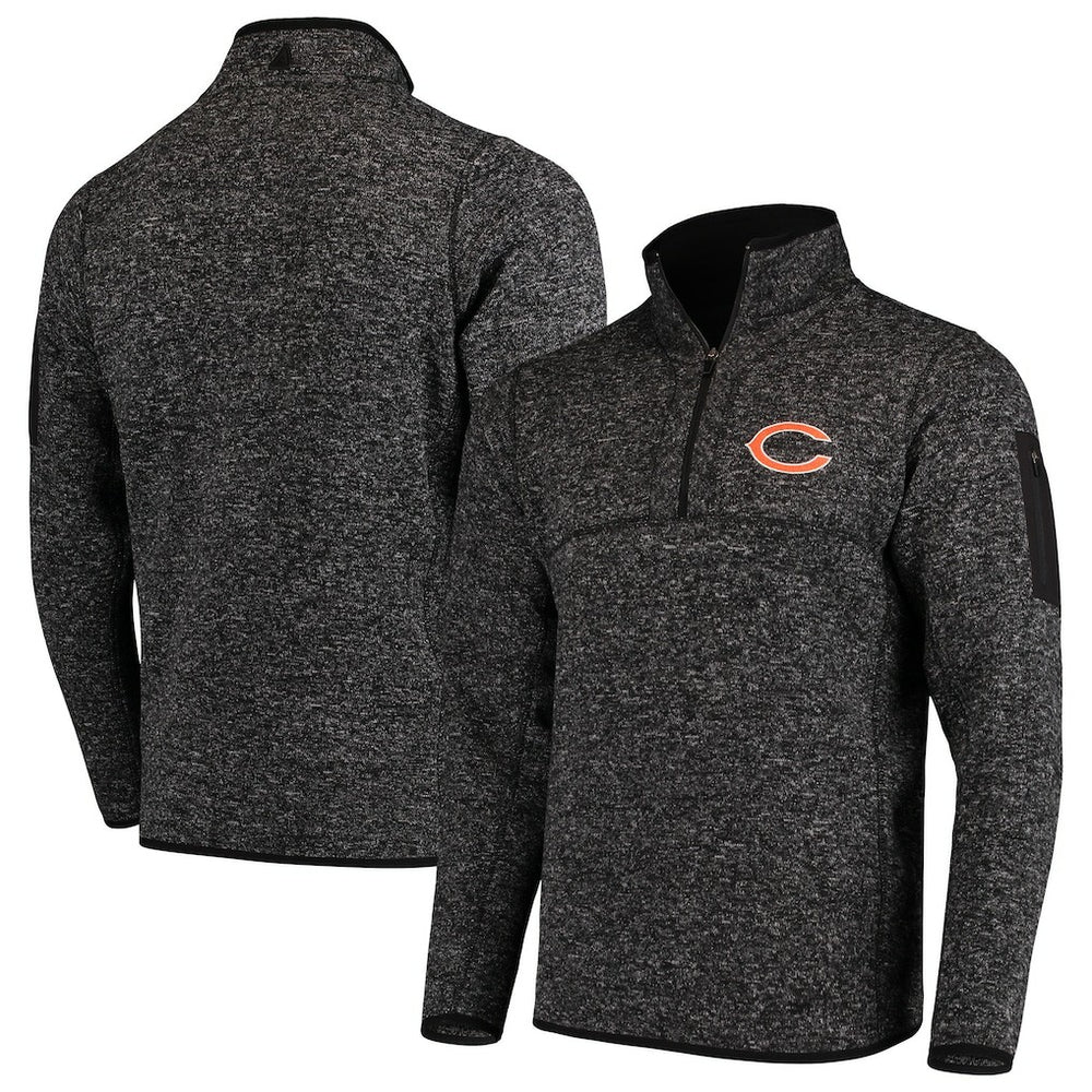 Chicago Bears Antigua Fortune Quarter-Zip Pullover Jacket - Heather Black on sale