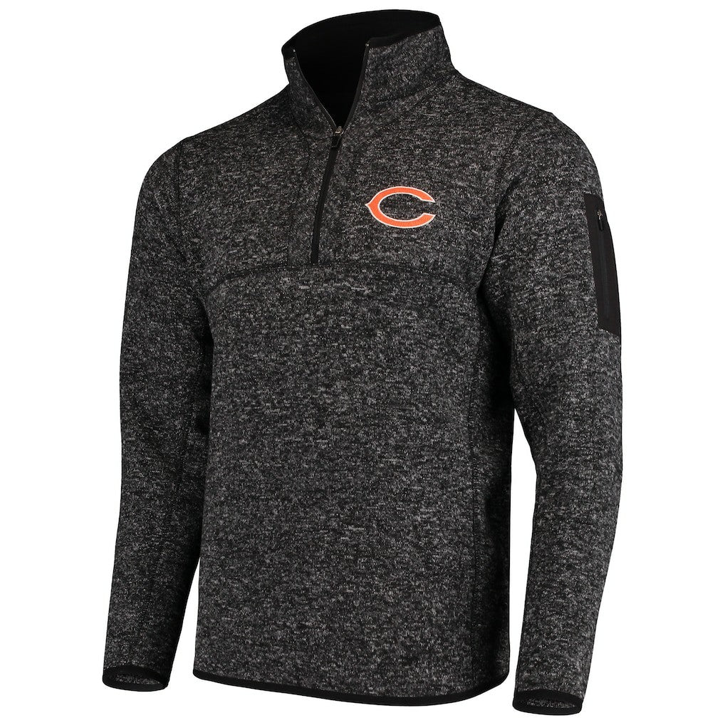 Chicago Bears Antigua Fortune Quarter-Zip Pullover Jacket - Heather Black on sale