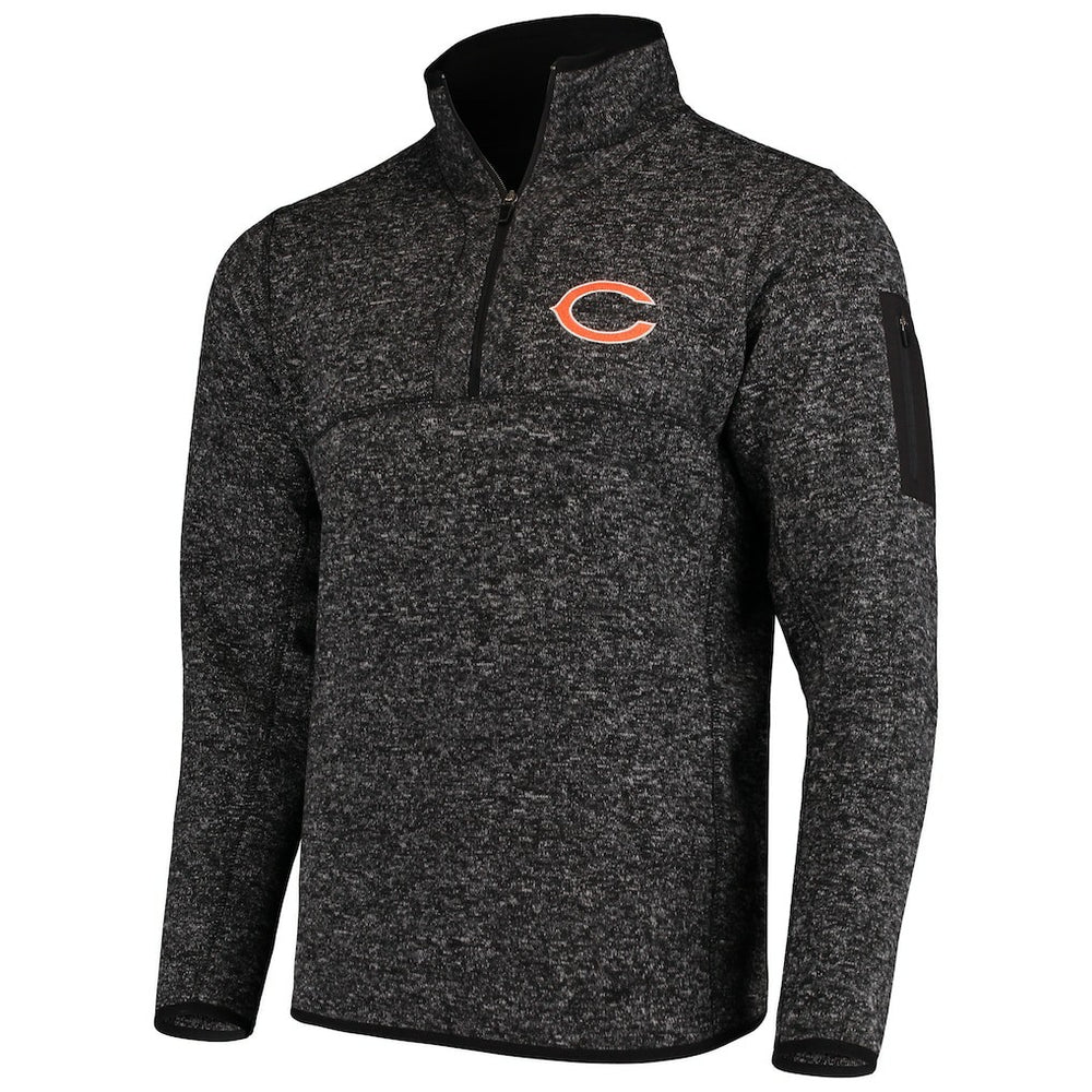 Chicago Bears Antigua Fortune Quarter-Zip Pullover Jacket - Heather Black on sale