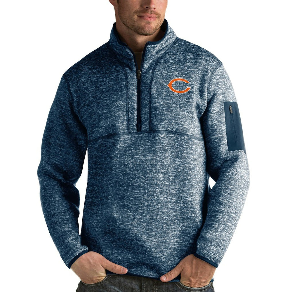 Chicago Bears Antigua Fortune Quarter-Zip Pullover Jacket - Heather Navy for sale