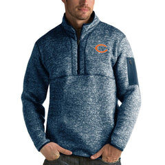 Chicago Bears Antigua Fortune Quarter-Zip Pullover Jacket - Heather Navy for sale