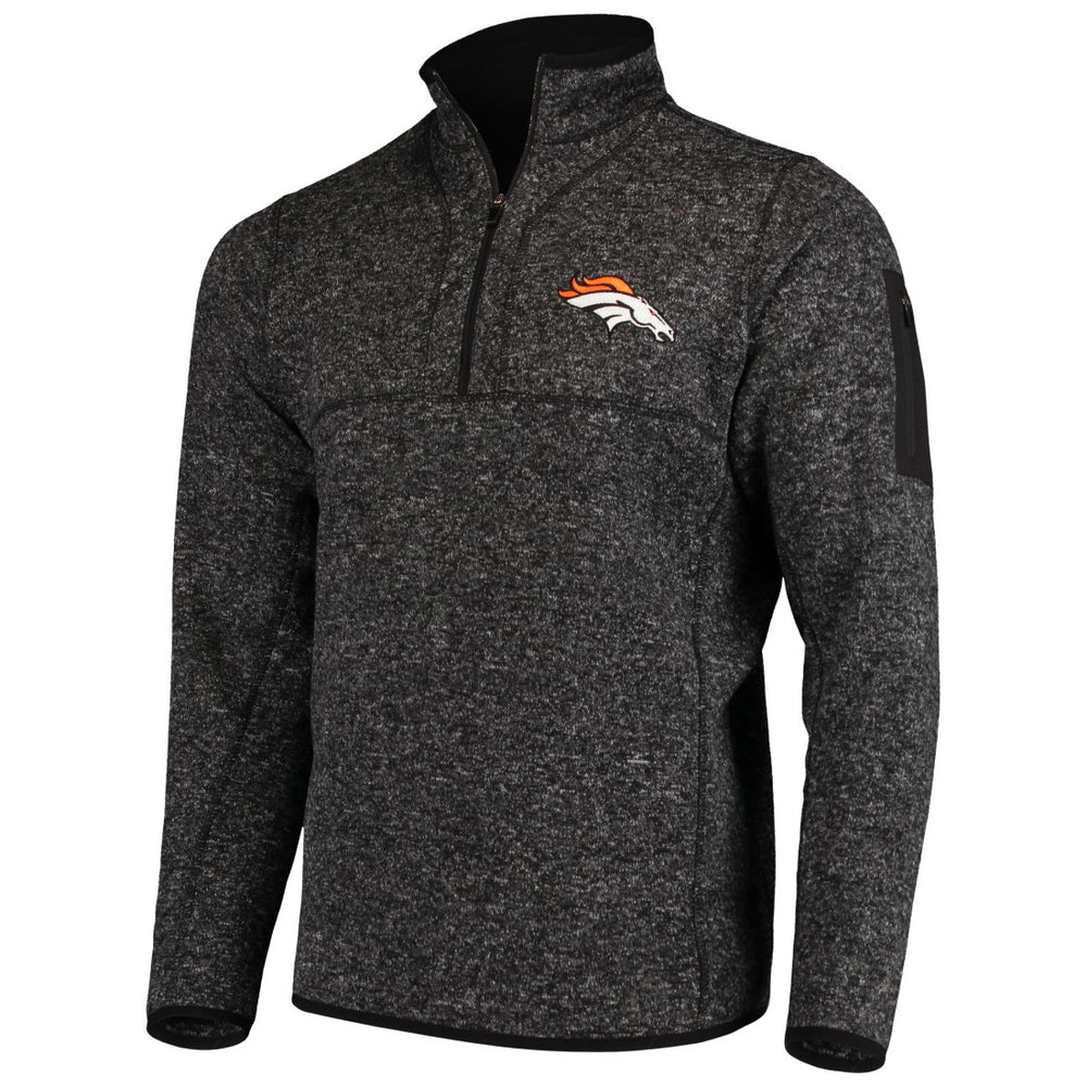 Denver Broncos Antigua Fortune Quarter-Zip Pullover Jacket - Heather Black discount