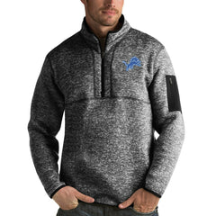Detroit Lions Antigua Fortune Quarter-Zip Pullover Jacket - Heather Black outlet