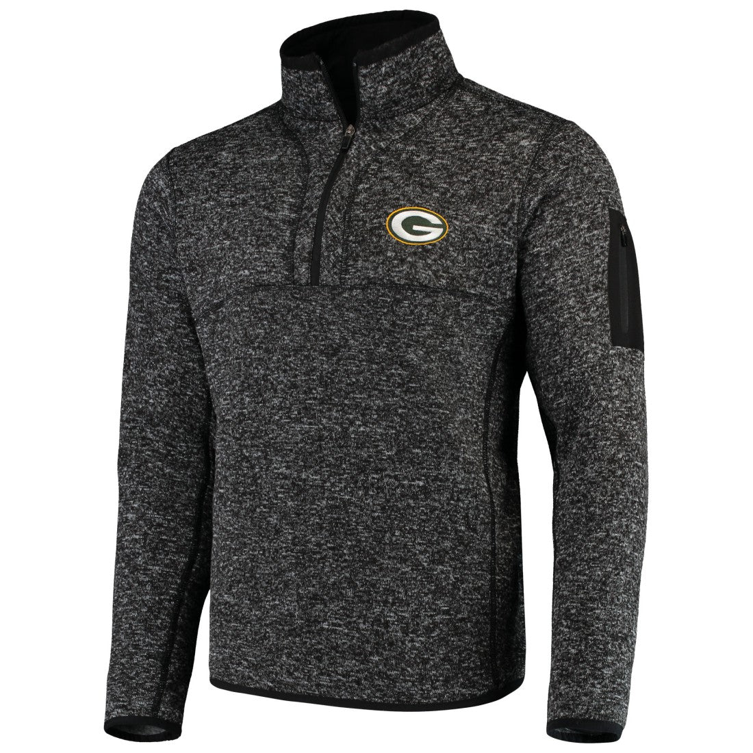 Green Bay Packers Antigua Fortune Quarter-Zip Pullover Jacket - Heather Black cheap