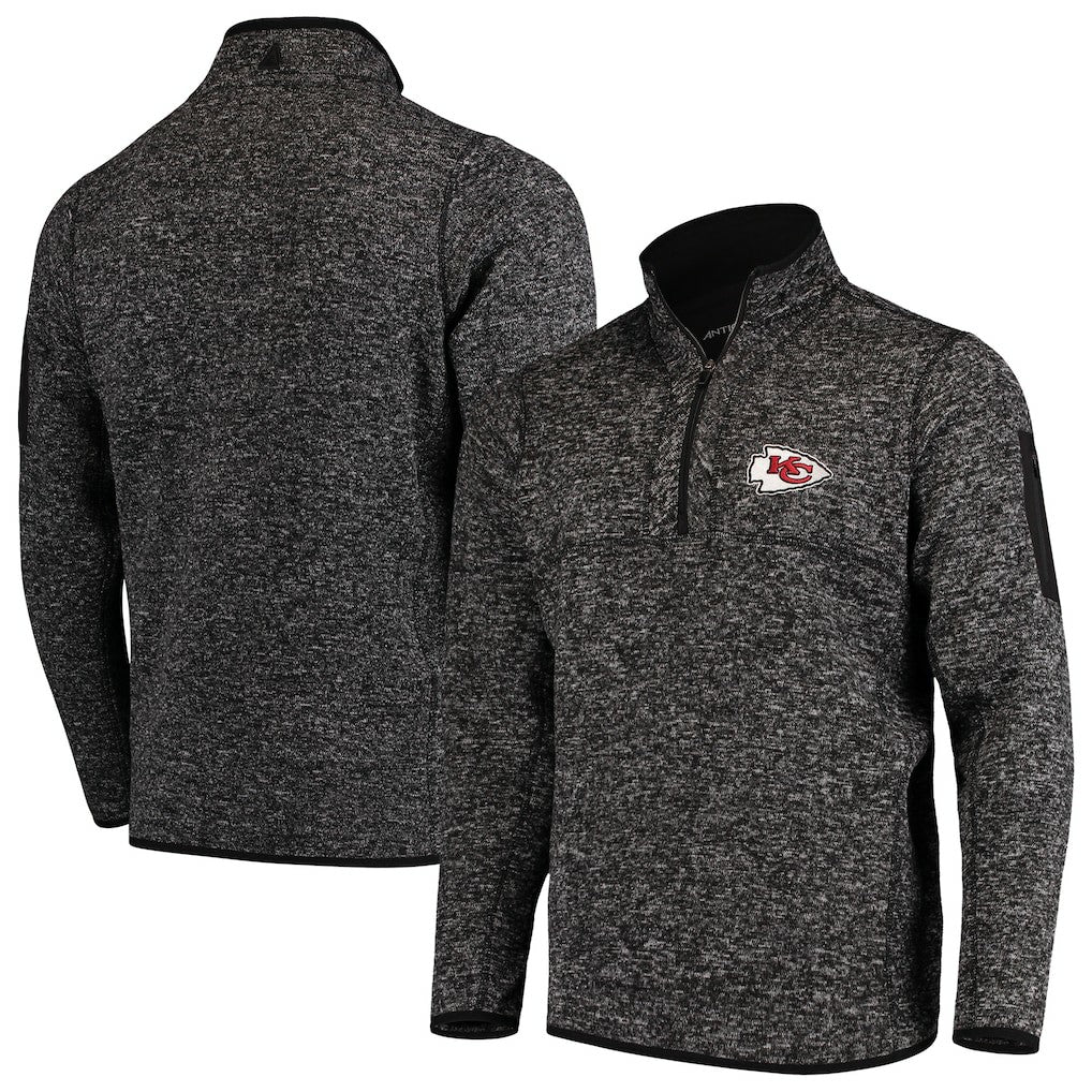 Kansas City Chiefs Antigua Fortune Quarter-Zip Pullover Jacket - Heather Black sale