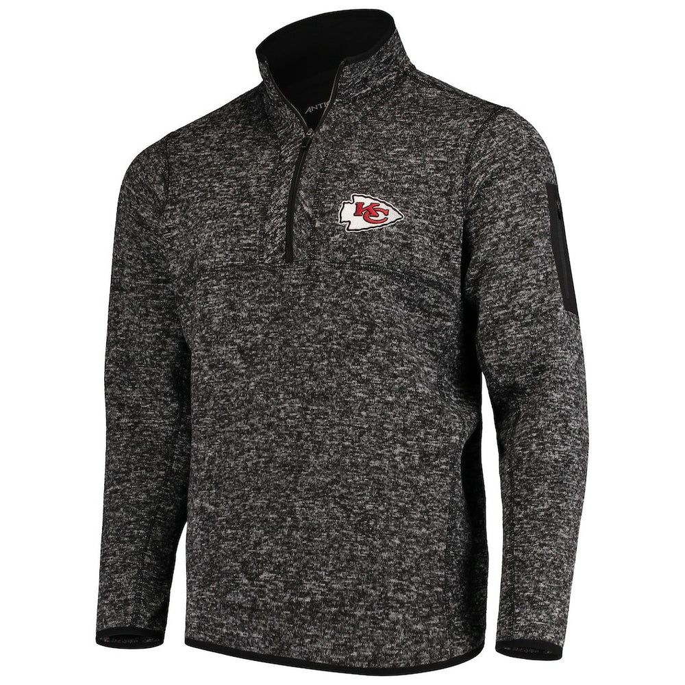 Kansas City Chiefs Antigua Fortune Quarter-Zip Pullover Jacket - Heather Black sale
