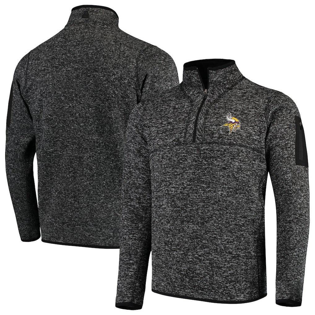 Minnesota Vikings Antigua Fortune Quarter-Zip Pullover Jacket - Heather Black online