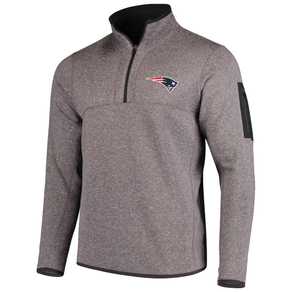 New England Patriots Antigua Fortune Quarter-Zip Pullover Jacket - Charcoal for sale
