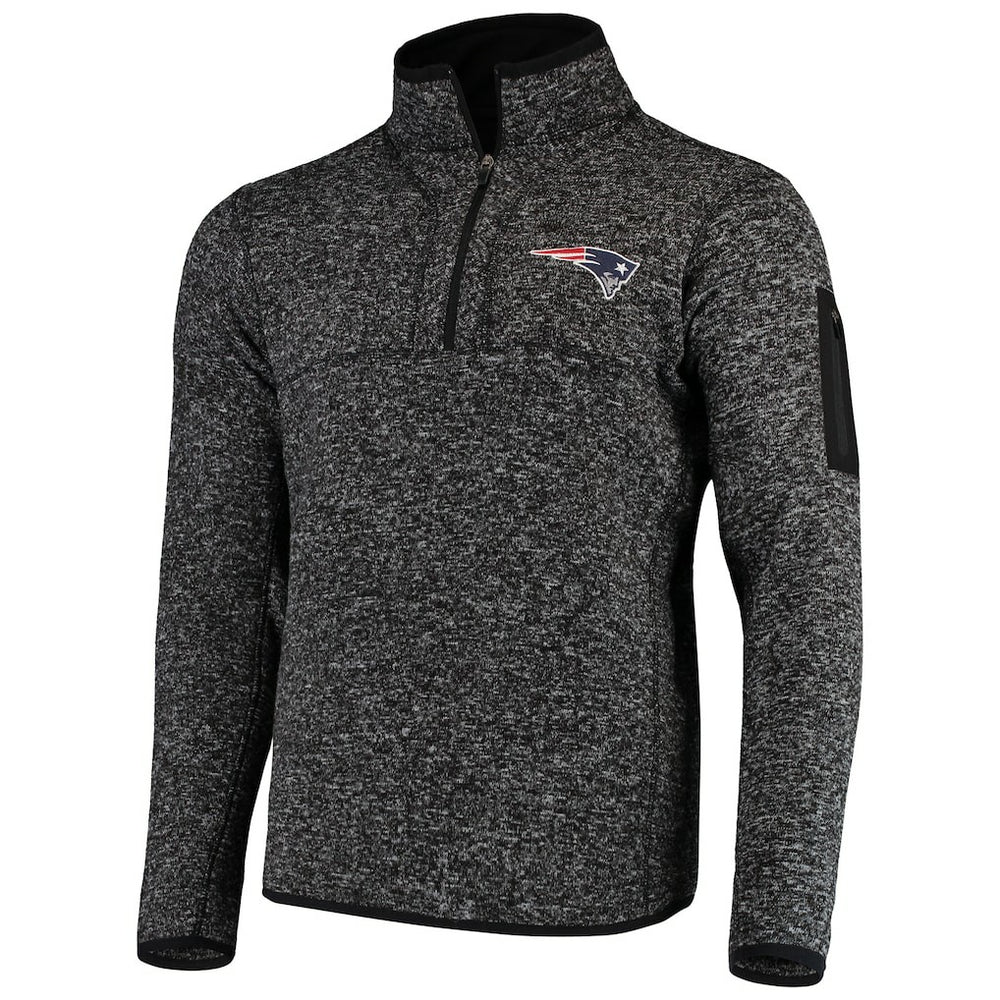 New England Patriots Antigua Fortune Quarter-Zip Pullover Jacket - Heather Black for sale