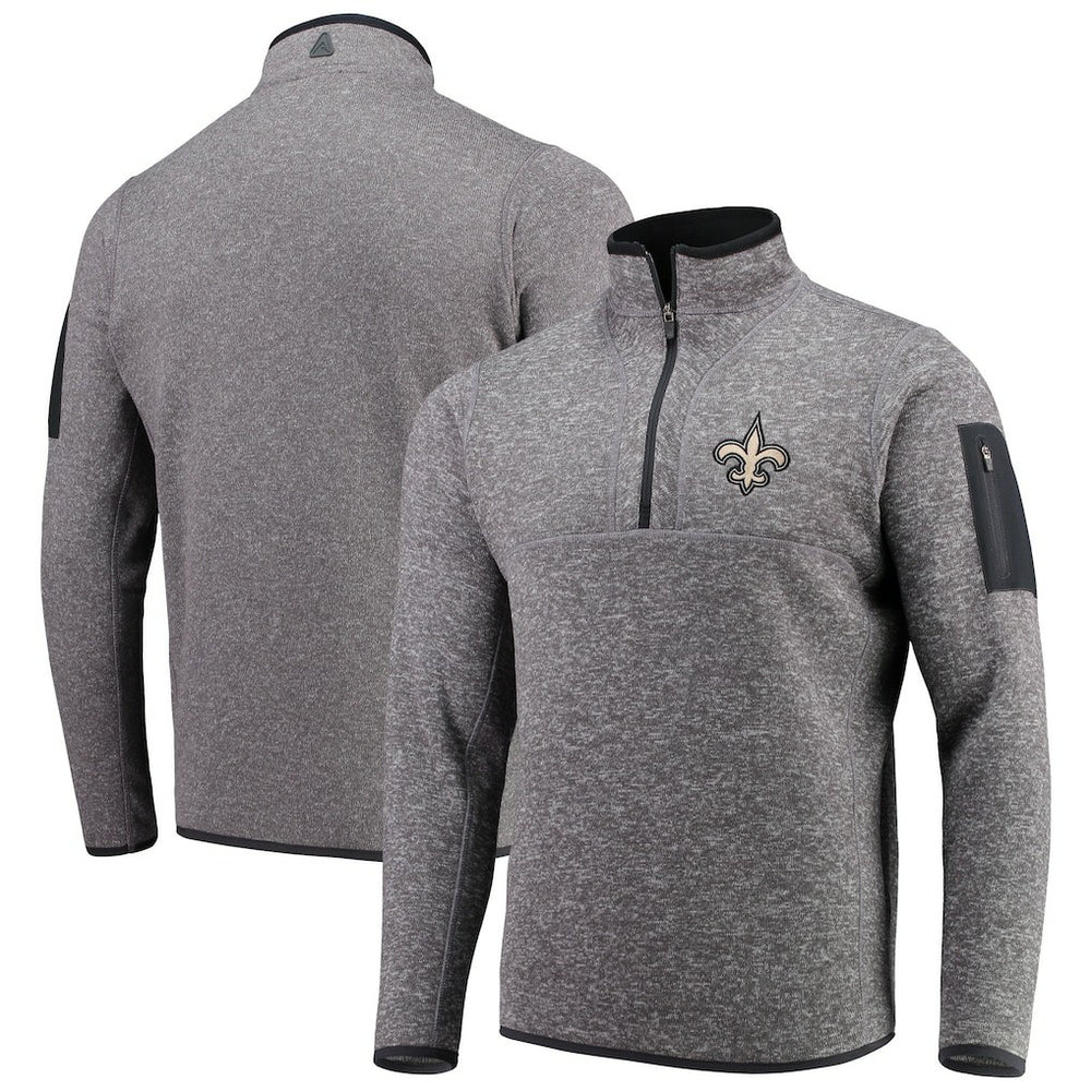 New Orleans Saints Antigua Fortune Quarter-Zip Pullover Jacket - Charcoal online