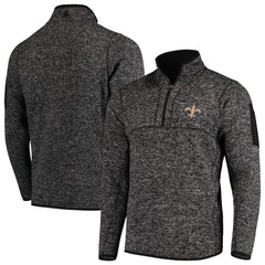 New Orleans Saints Antigua Fortune Quarter-Zip Pullover Jacket - Heather Black outlet