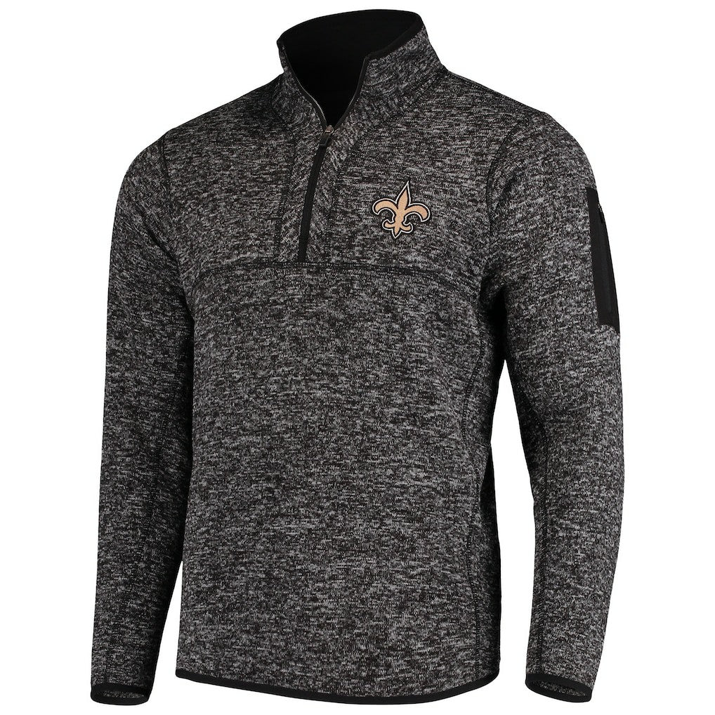 New Orleans Saints Antigua Fortune Quarter-Zip Pullover Jacket - Heather Black outlet