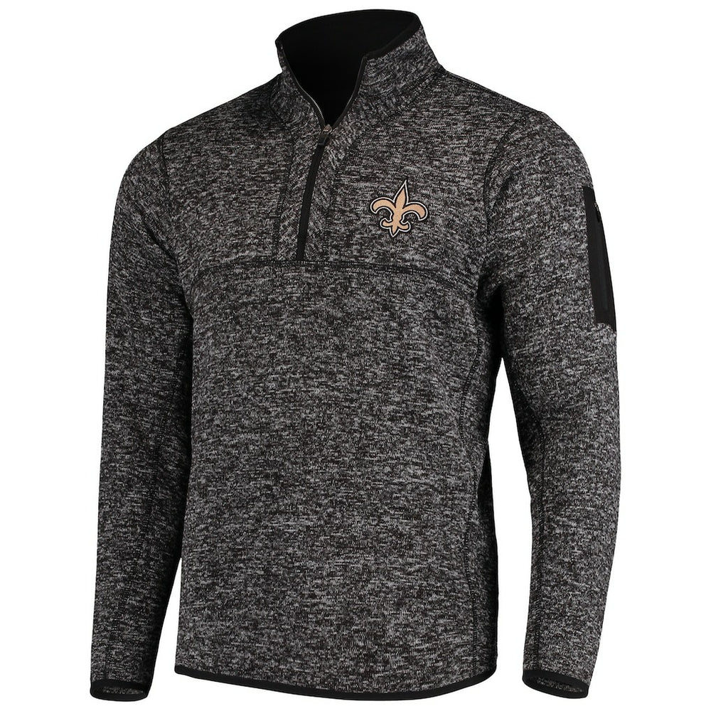 New Orleans Saints Antigua Fortune Quarter-Zip Pullover Jacket - Heather Black outlet