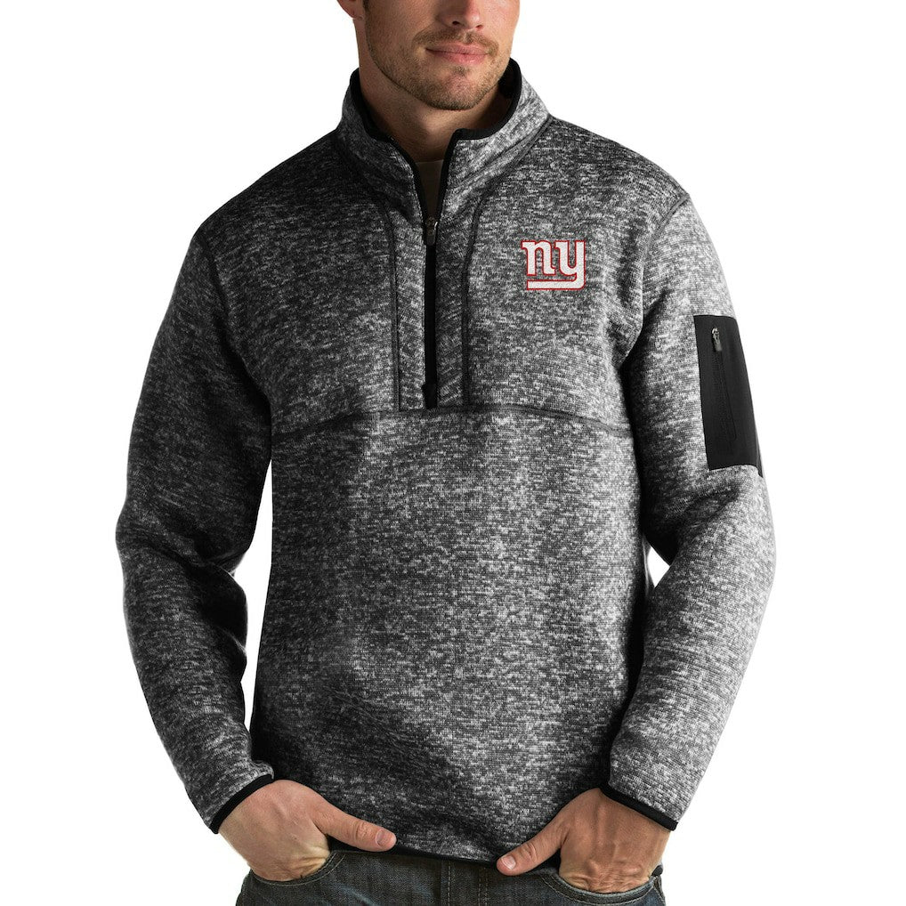 New York Giants Antigua Fortune Quarter-Zip Pullover Jacket - Heather Black sale