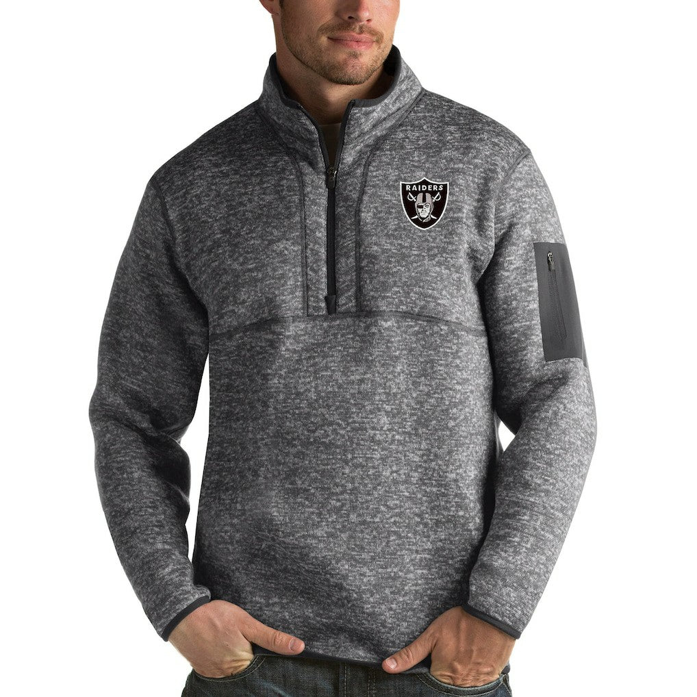 Las Vegas Raiders Antigua Fortune Quarter-Zip Pullover Jacket - Charcoal discount