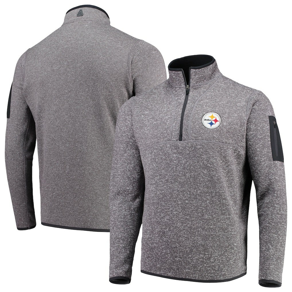 Pittsburgh Steelers Antigua Fortune Quarter-Zip Pullover Jacket - Charcoal for sale