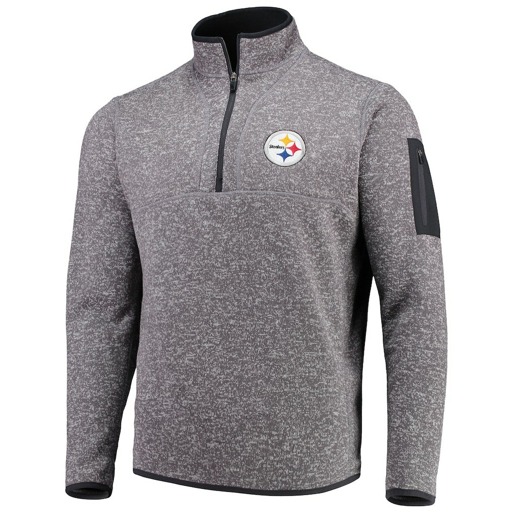 Pittsburgh Steelers Antigua Fortune Quarter-Zip Pullover Jacket - Charcoal for sale