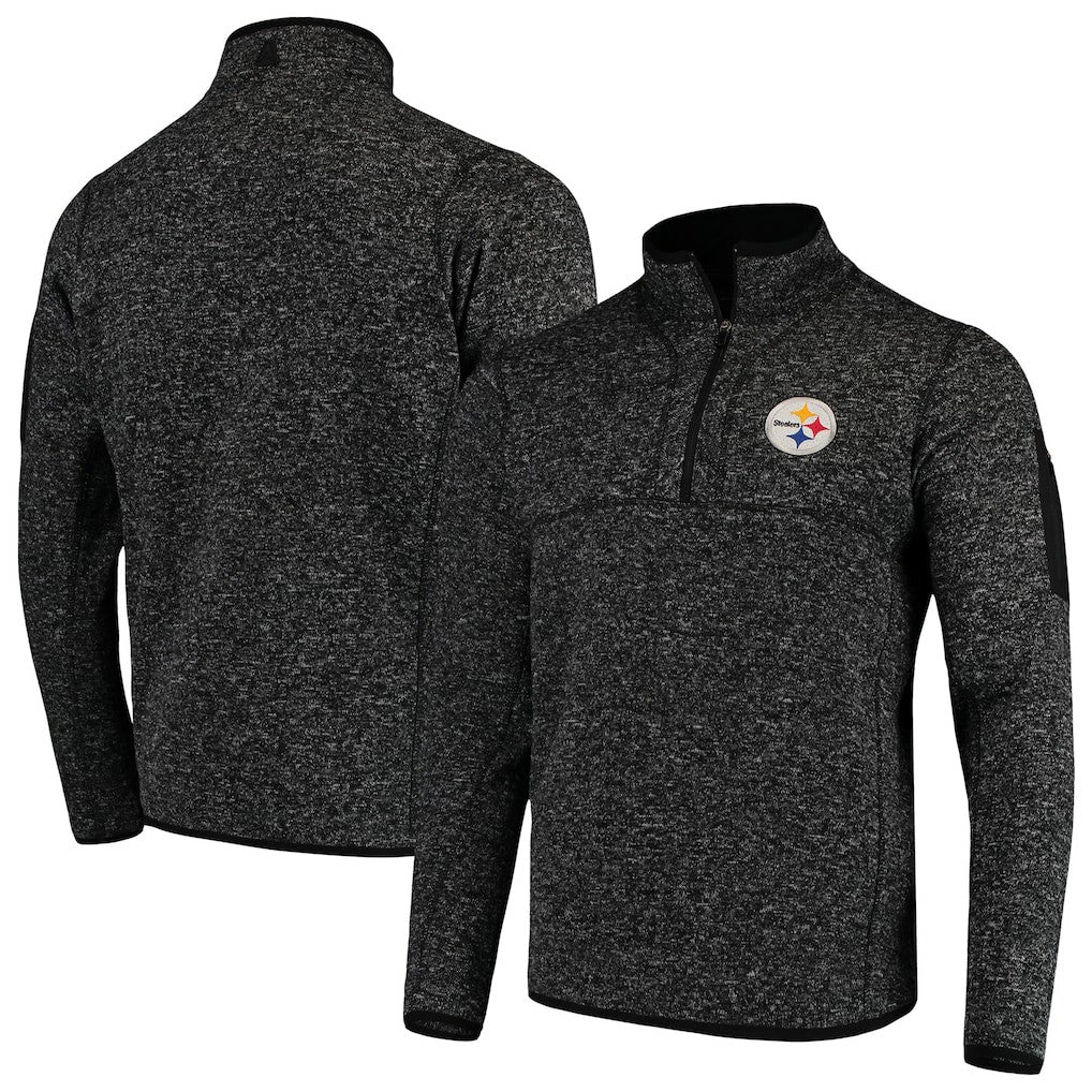 Pittsburgh Steelers Antigua Fortune Quarter-Zip Pullover Jacket - Heather Black discount