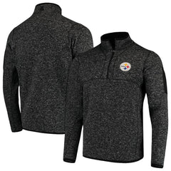 Pittsburgh Steelers Antigua Fortune Quarter-Zip Pullover Jacket - Heather Black discount