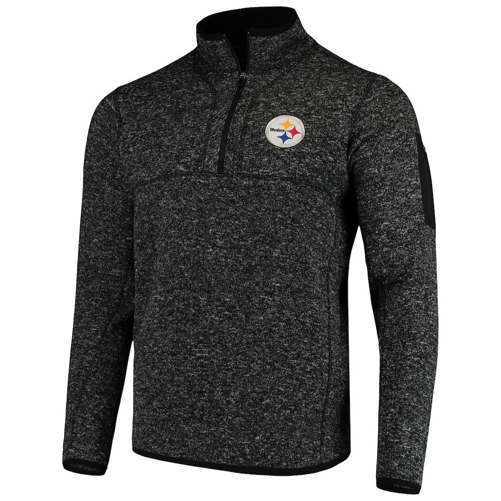 Pittsburgh Steelers Antigua Fortune Quarter-Zip Pullover Jacket - Heather Black discount