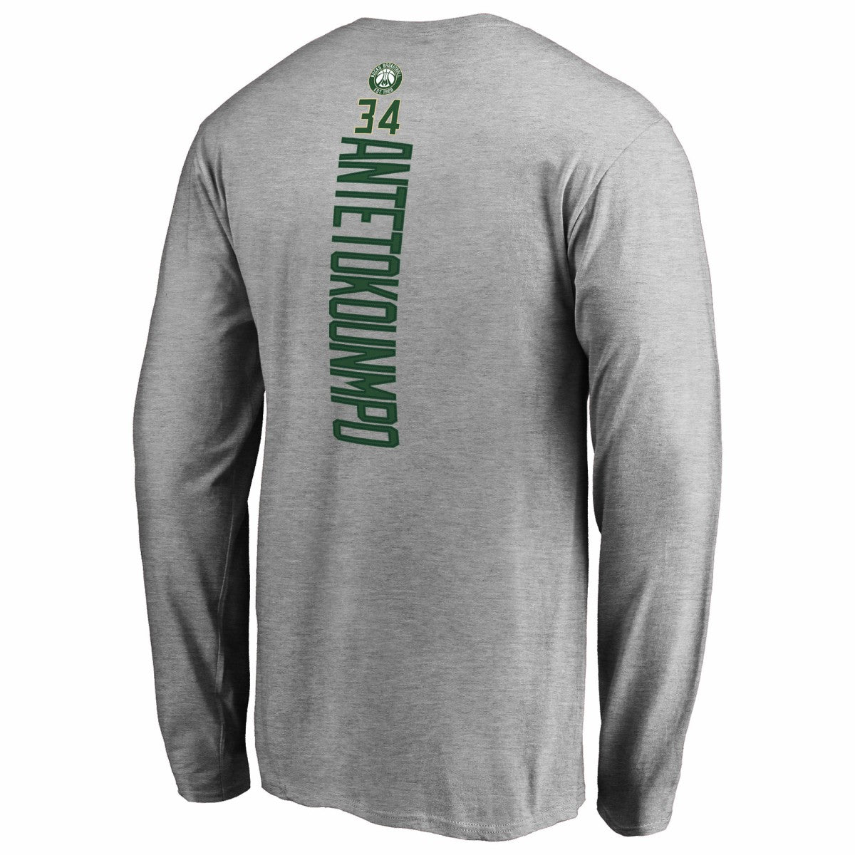 Giannis Antetokounmpo Milwaukee Bucks Team Backer Name & Number Long Sleeve T-Shirt - Heathered Gray outlet