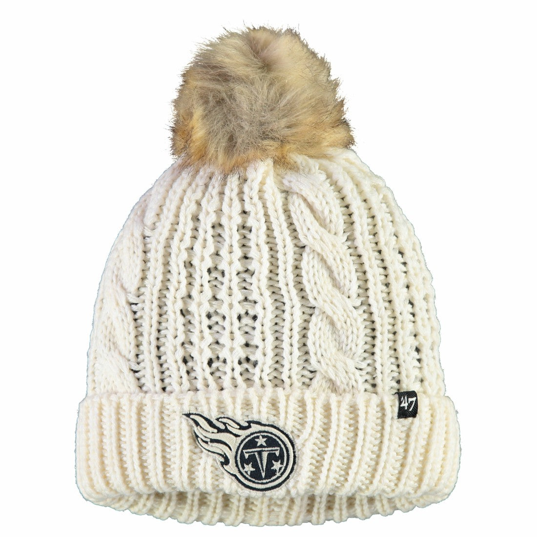 Tennessee Titans '47 Women's Meeko Cuffed Knit Hat With Pom - Cream on sale