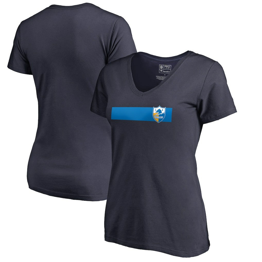 Los Angeles Chargers Women's Retro Shield Logo V-Neck T-Shirt - Navy sale