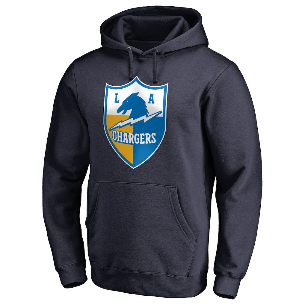 Los Angeles Chargers Vintage Shield Logo Pullover Hoodie - Navy on sale