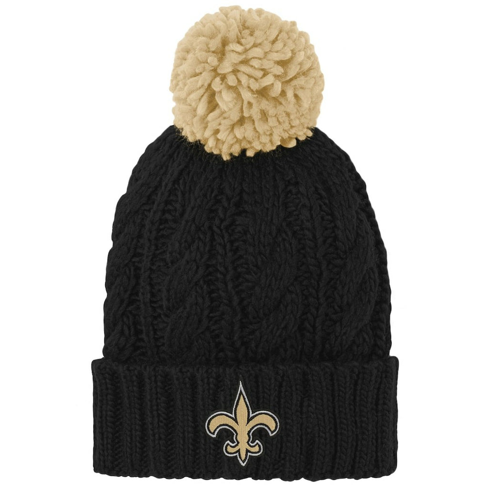 New Orleans Saints Girls Youth Team Cable Cuffed Knit Hat with Pom - Black sale